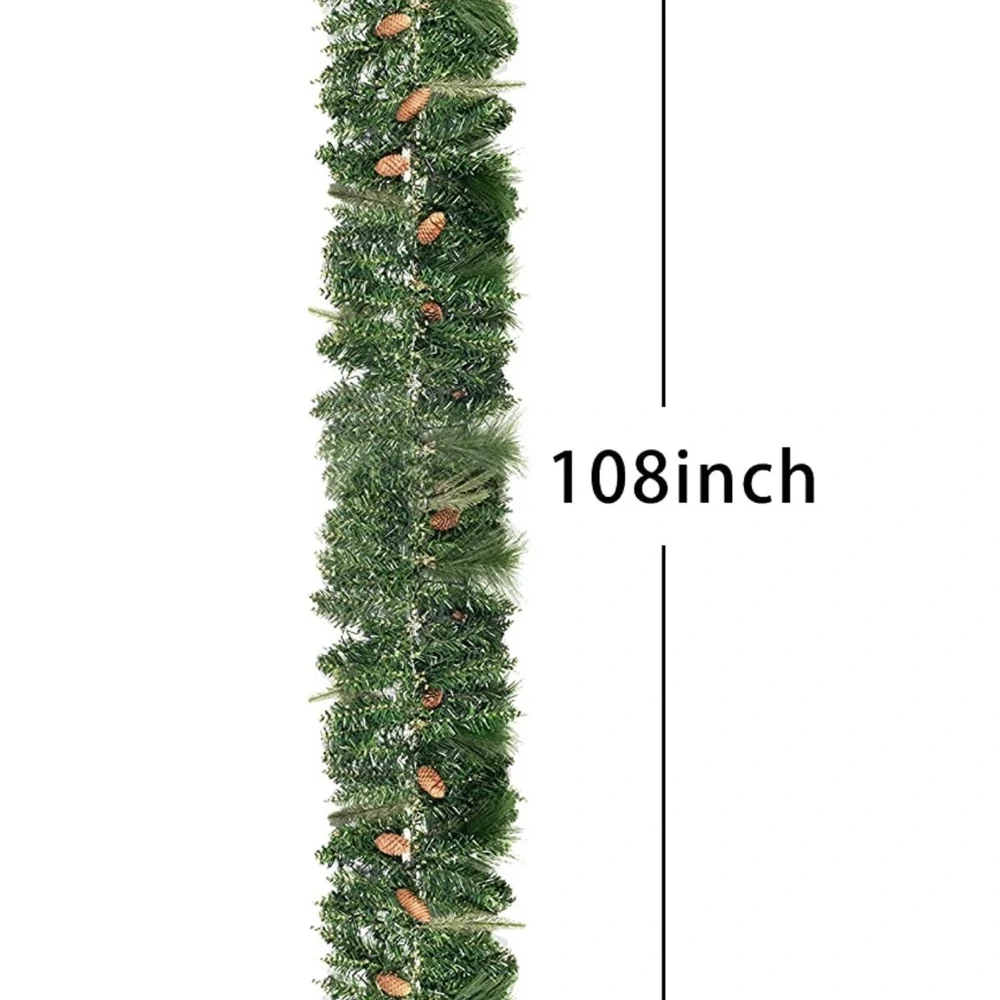 9ft Chrsitmas Garland (Cone) Prelit with 100 LED Warm White String Lights
